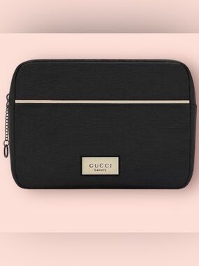 Black-Beige Canvas Gucci Beauty Cosmetic-Makeup Bag